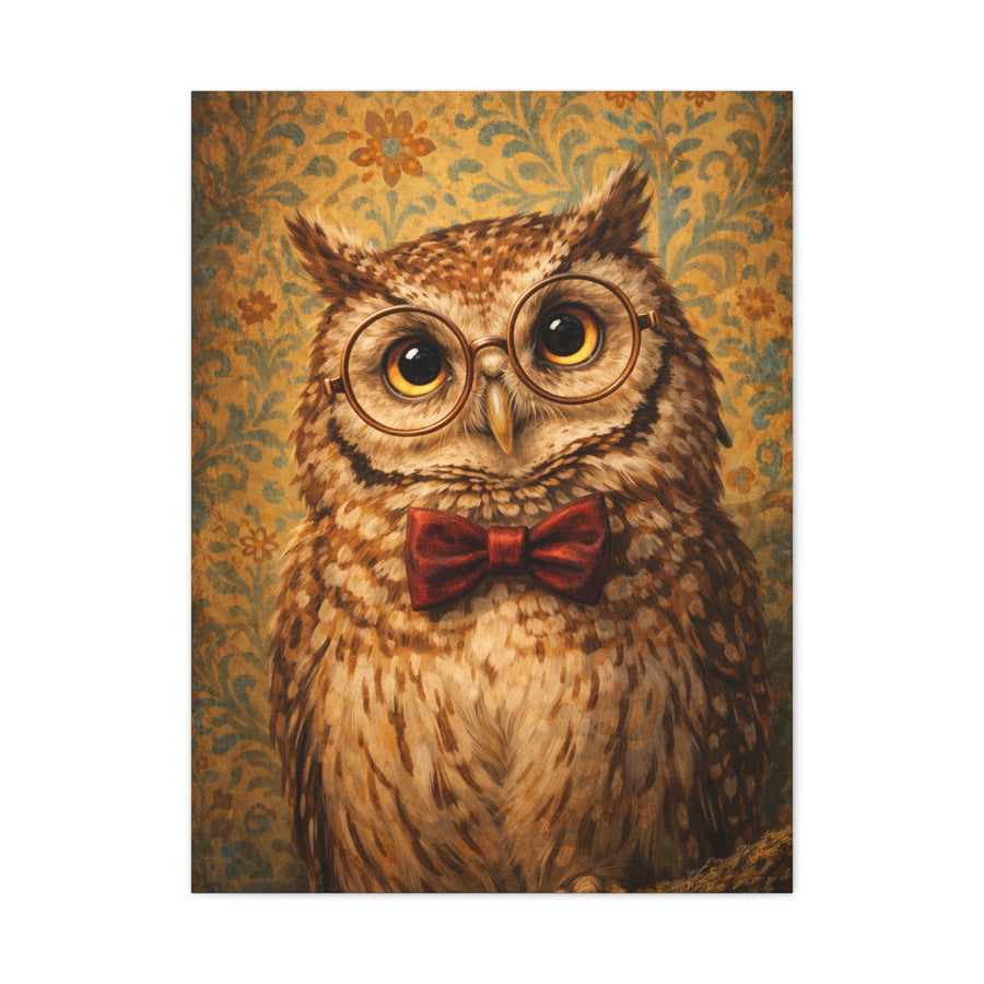 Whimsical Scholar Owl Portrait Wall Art & Canvas Print