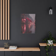 Romantic Pink Rain Street Reflection Wall Art & Canvas Print