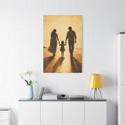 Golden Family Silhouette Sunset Wall Art & Canvas Print