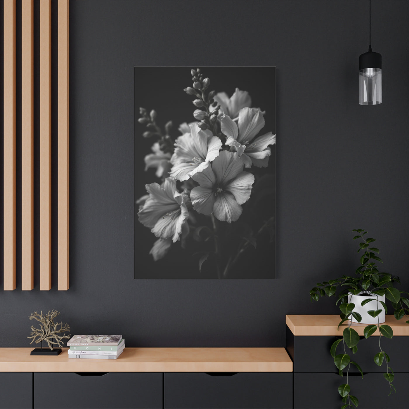 Classic Wildflower Cluster in Monochrome Wall Art & Canvas Prints