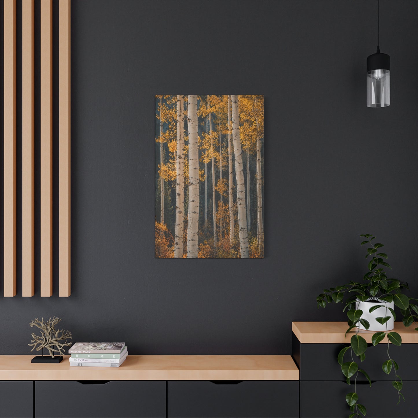 Golden Aspen Forest Autumn Vertical Trees Wall Art & Canvas Print