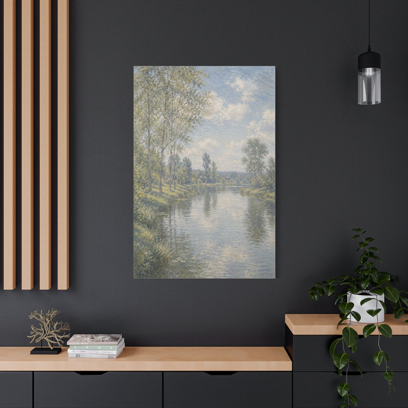 Beside Still Waters Impressionist Scripture Wall Art & Canvas Print