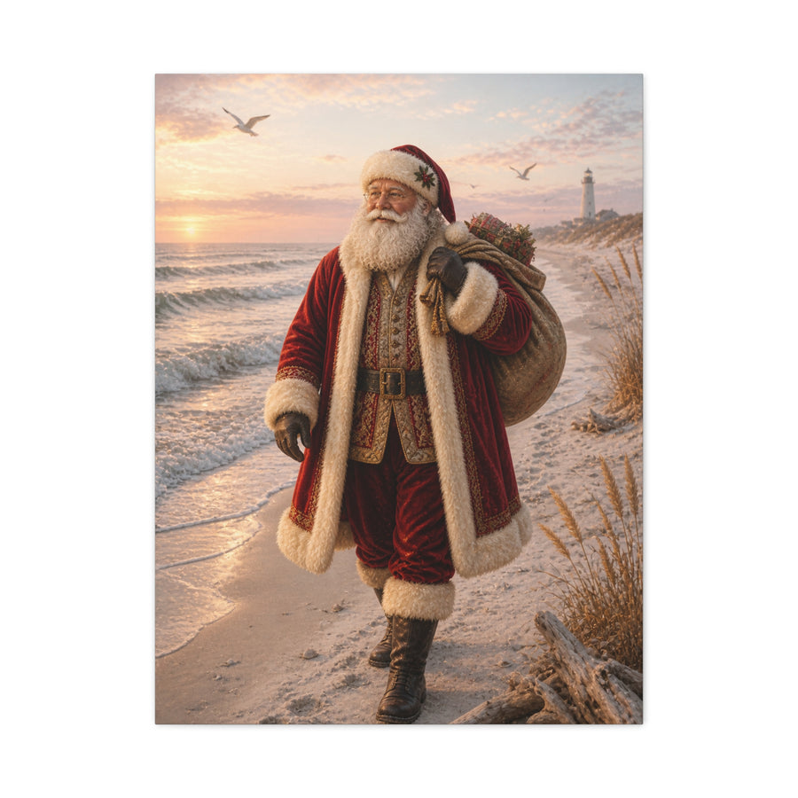 Coastal Santa at Sunrise Wall Art & Canvas Print