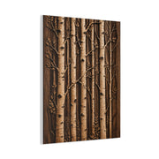 Carved Birch Wood Panel Relief Trees Wall Art & Canvas Print