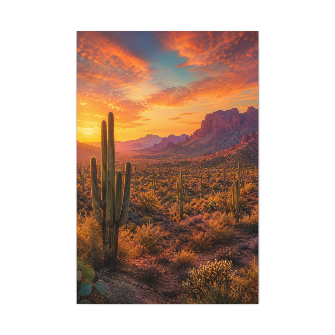 Golden Hour Saguaro Desert Southwest Wall Art & Canvas Print