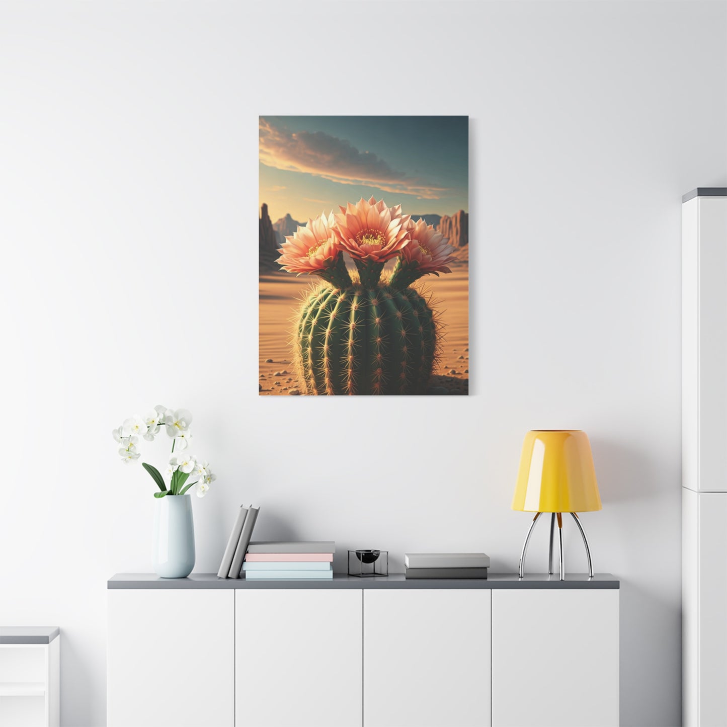 Desert Bloom Barrel Cactus Landscape Wall Art & Canvas Prints
