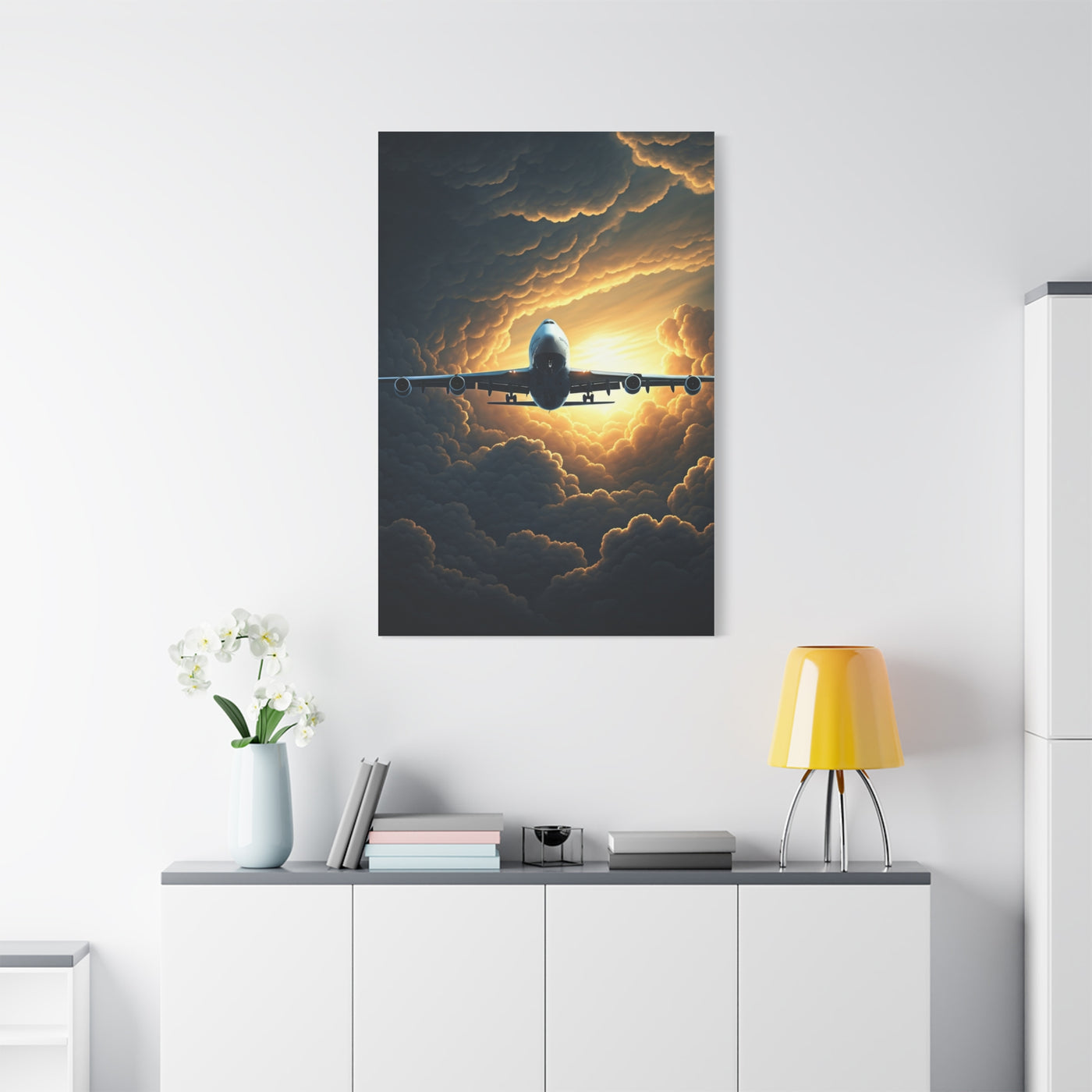 Golden Cloud Break Airplane Wall Art & Canvas Prints