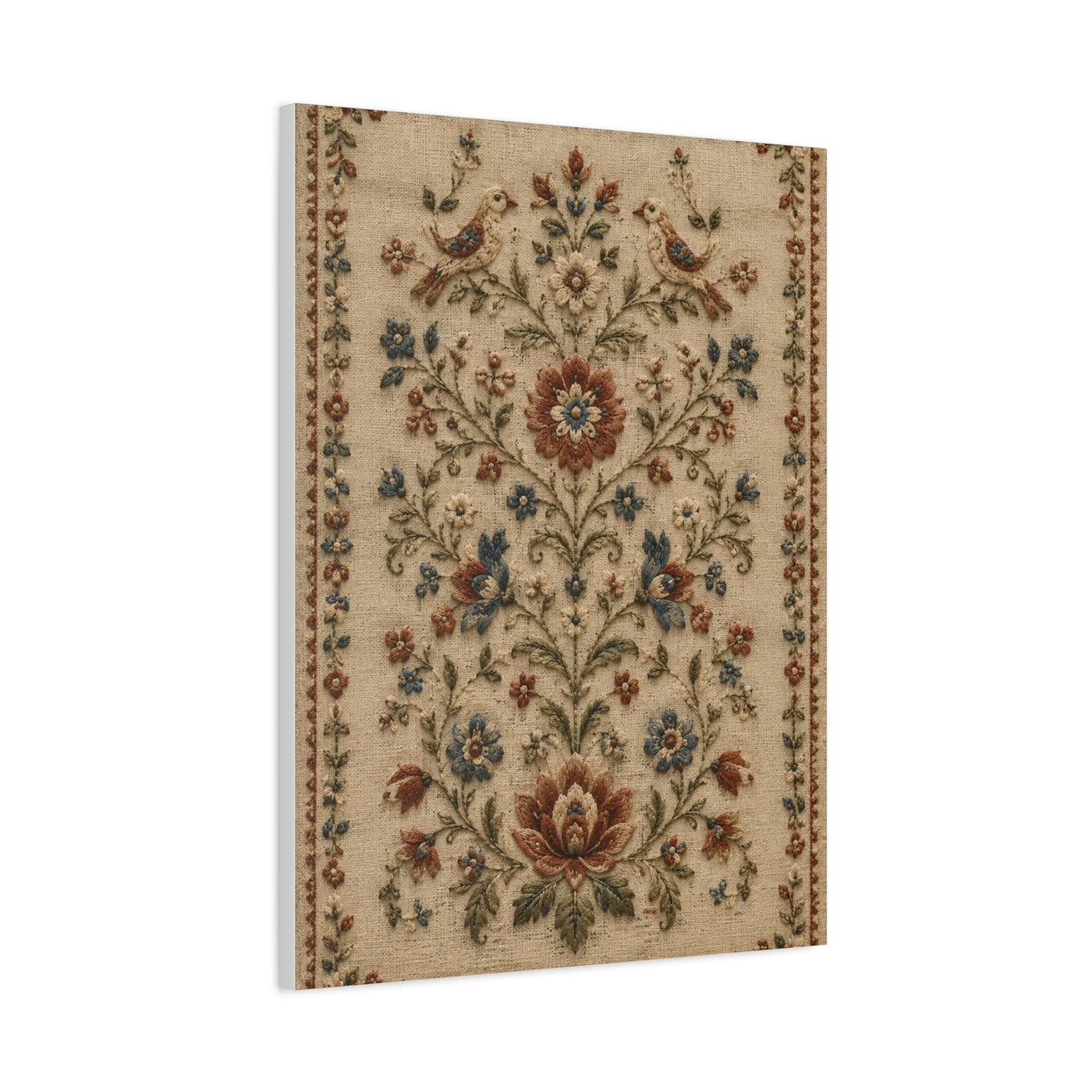 Antique Floral Embroidery Garden Panel Wall Art & Canvas Print