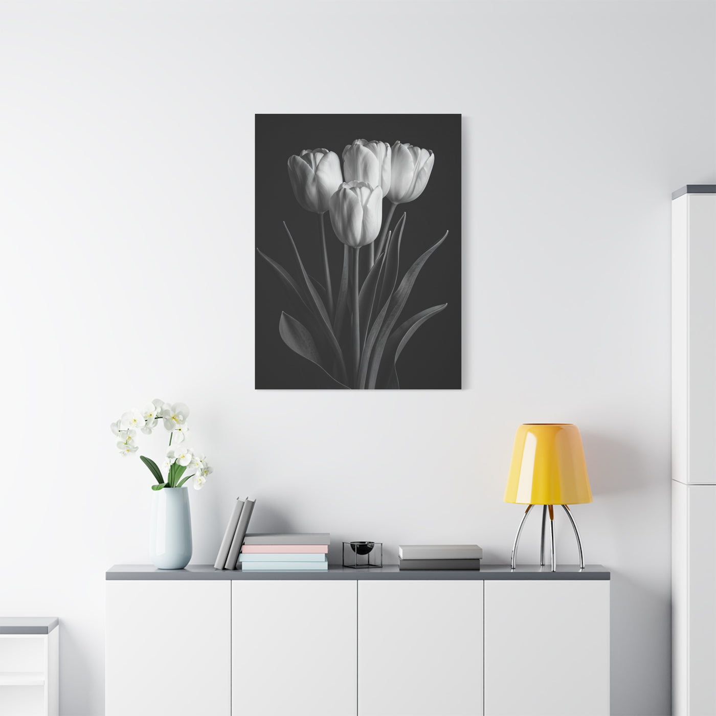 Graceful Tulip Trio Monochrome Wall Art & Canvas Prints