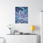 Arctic Wolf Aurora Borealis Scene Wall Art & Canvas Print