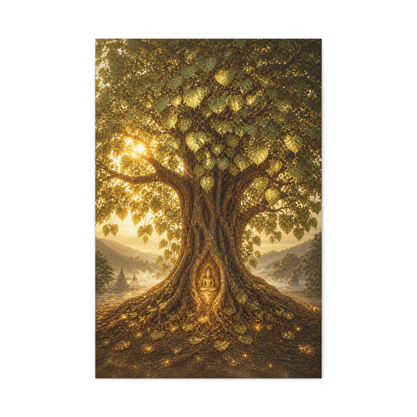 Golden Bodhi Tree Illumination Wall Art & Canvas Print