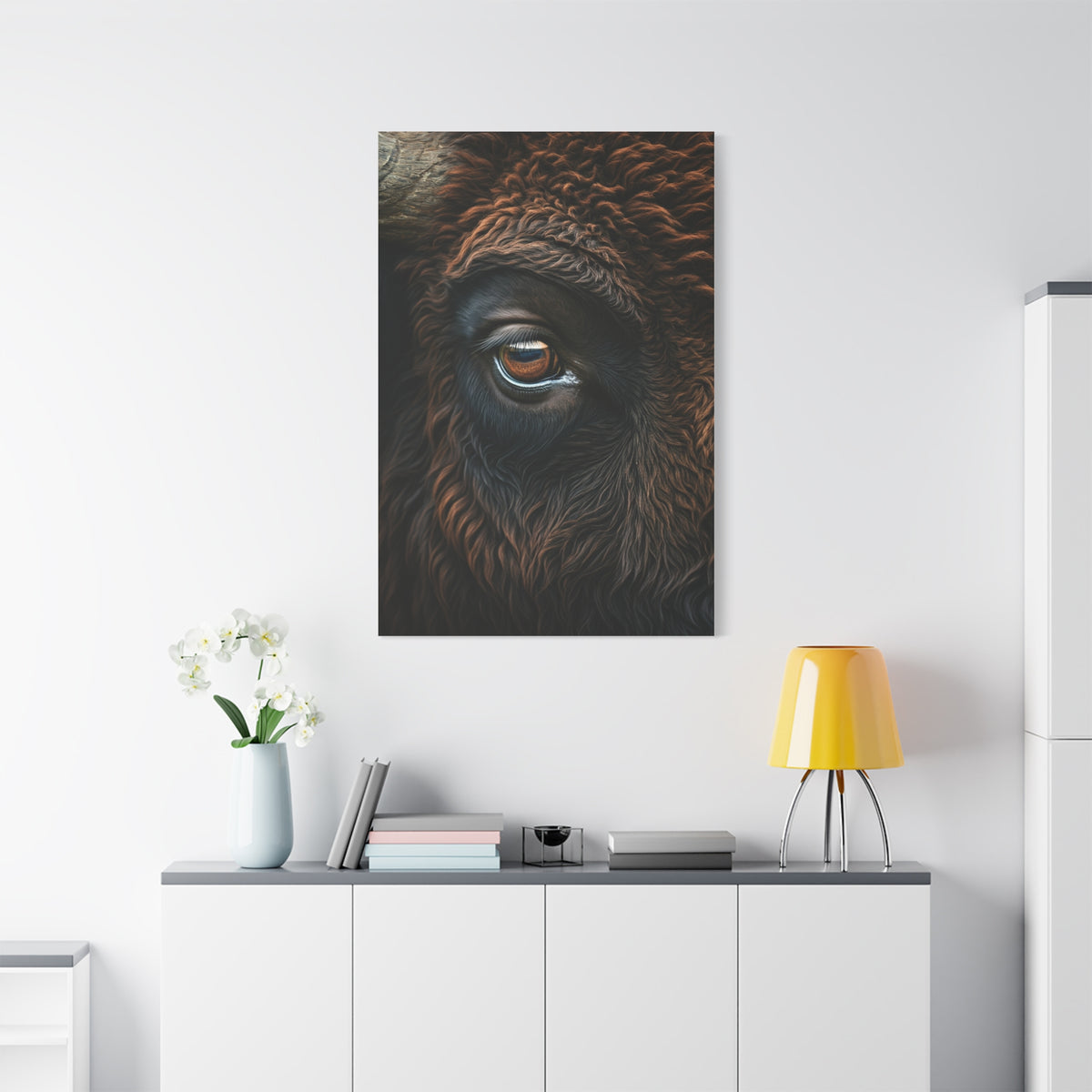 Macro Bison Eye Reflection Portrait Wall Art & Canvas Print