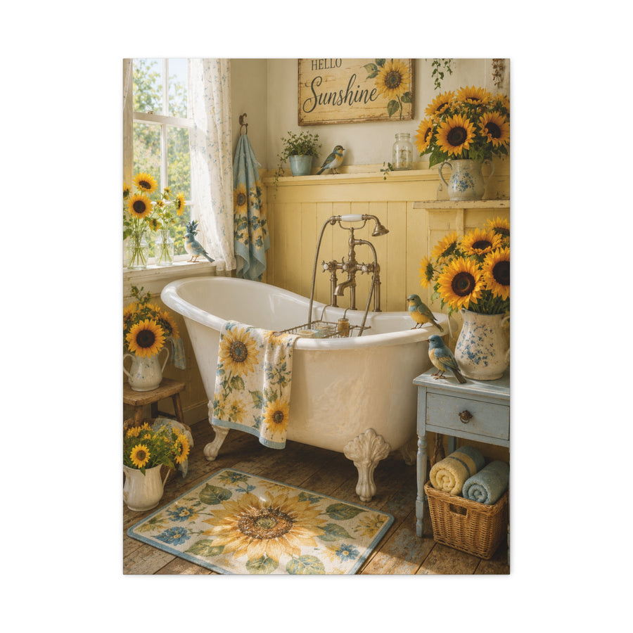 Sunflower Cottage Interior Decor Scene Wall Art & Canvas Print