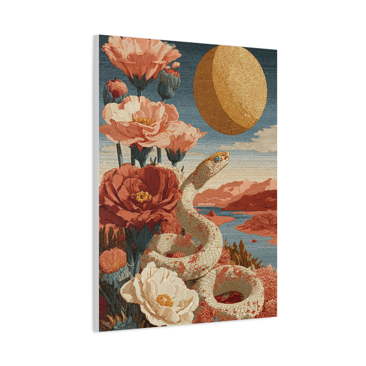 Celestial Desert Snake Folk Wall Art & Canvas Print