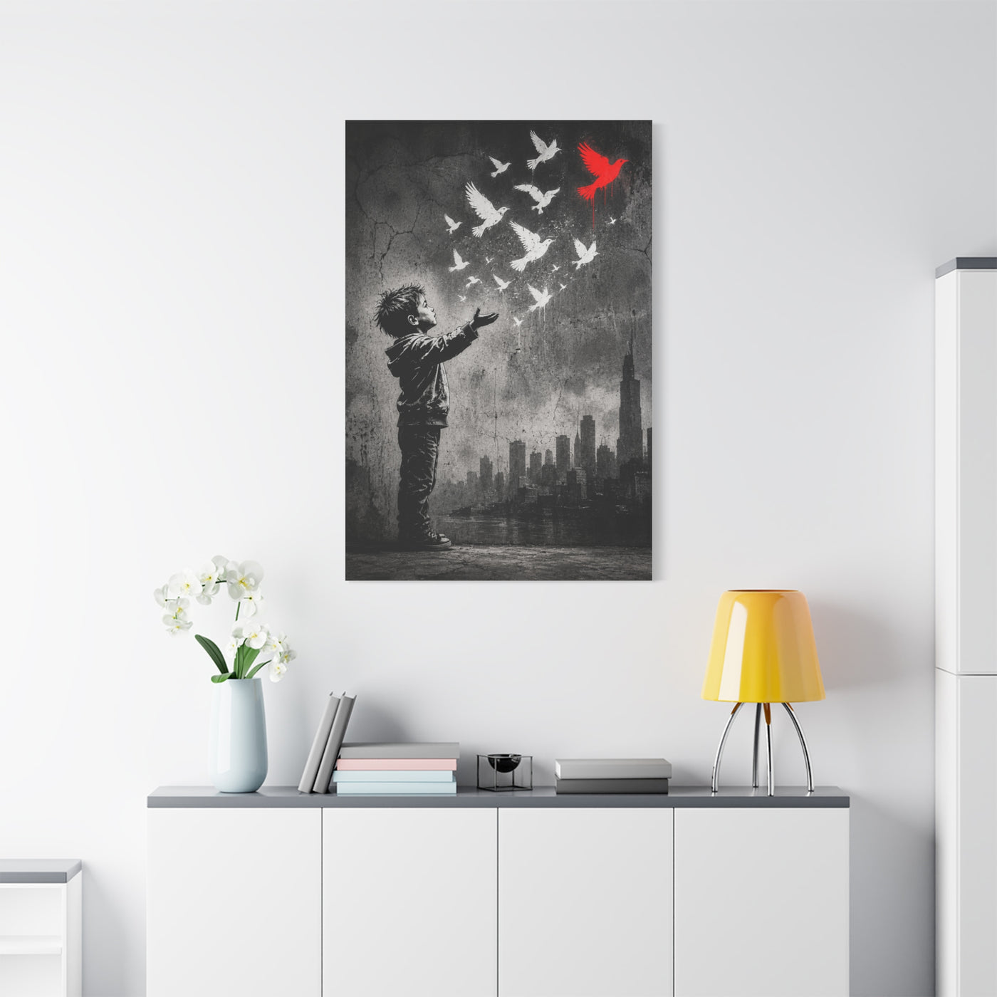 Freedom Birds Urban Stencil Street Wall Art & Canvas Print
