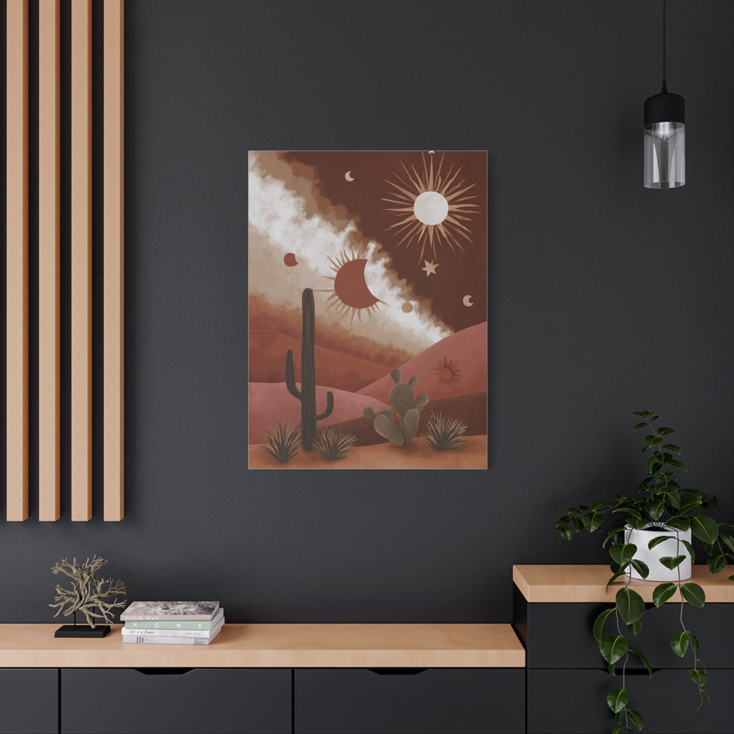 Boho Desert Sun and Moon Landscape Wall Art & Canvas Print
