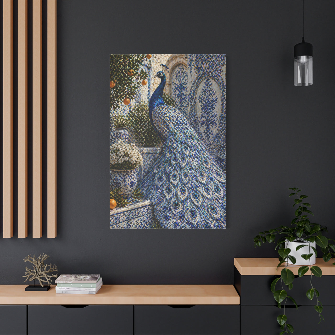 Mediterranean Ceramic Garden Peacock Wall Art & Canvas Print