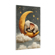 Baby Elephant Moon Dream Wall Art & Canvas Print