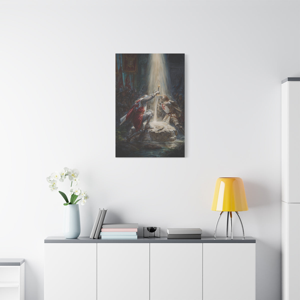Knights Witness the Miracle of Excalibur Wall Art & Canvas Print