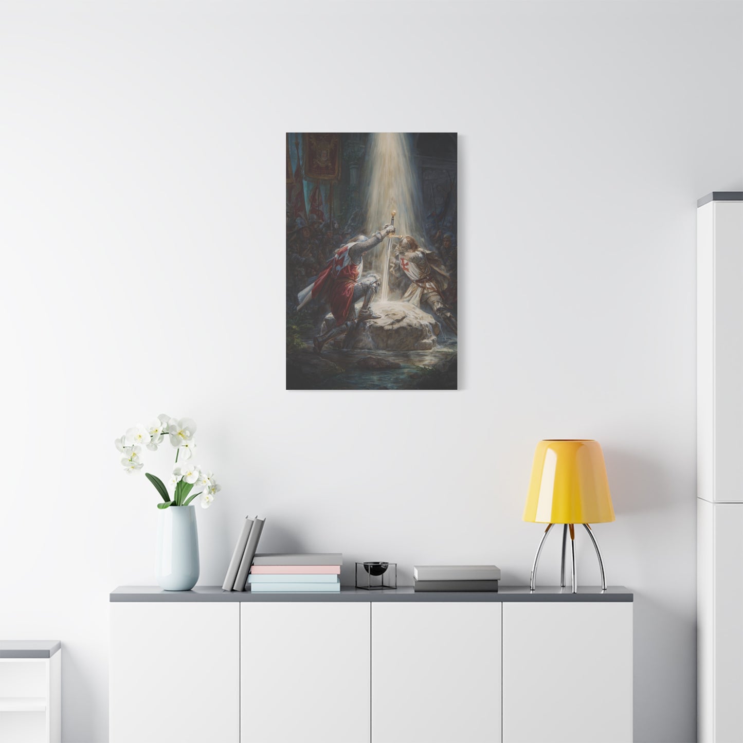 Knights Witness the Miracle of Excalibur Wall Art & Canvas Print