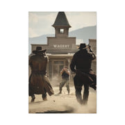 Frontier Gunfight in the Western Street Wall Art & Canvas Print