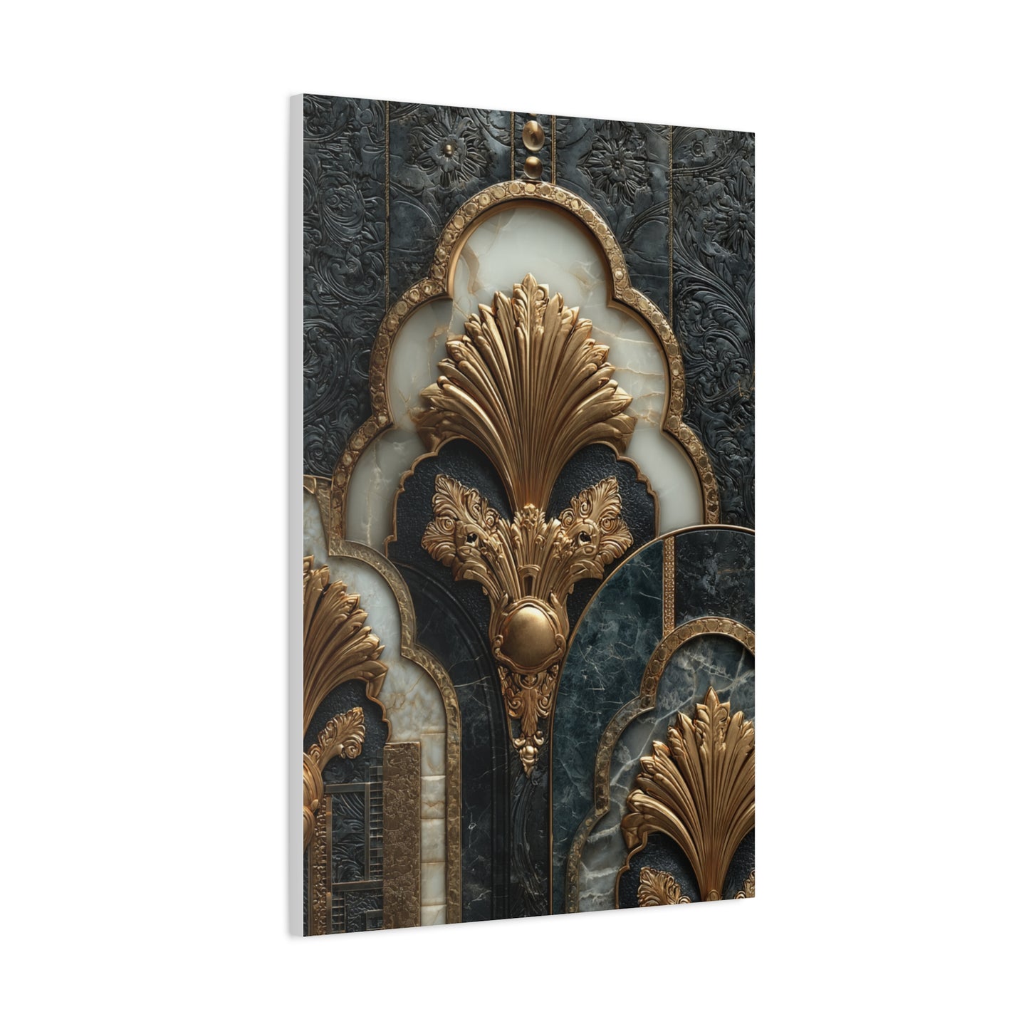 Art Deco Gold Architectural Relief Wall Art & Canvas Print