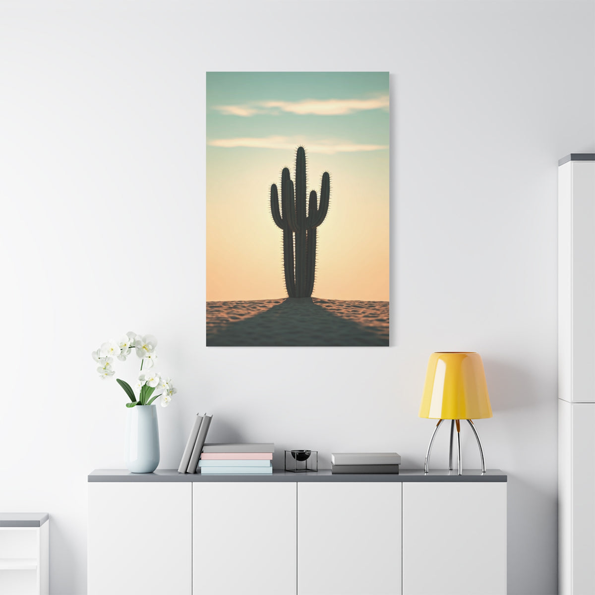 Lone Saguaro Desert Sunset Silhouette Wall Art & Canvas Prints