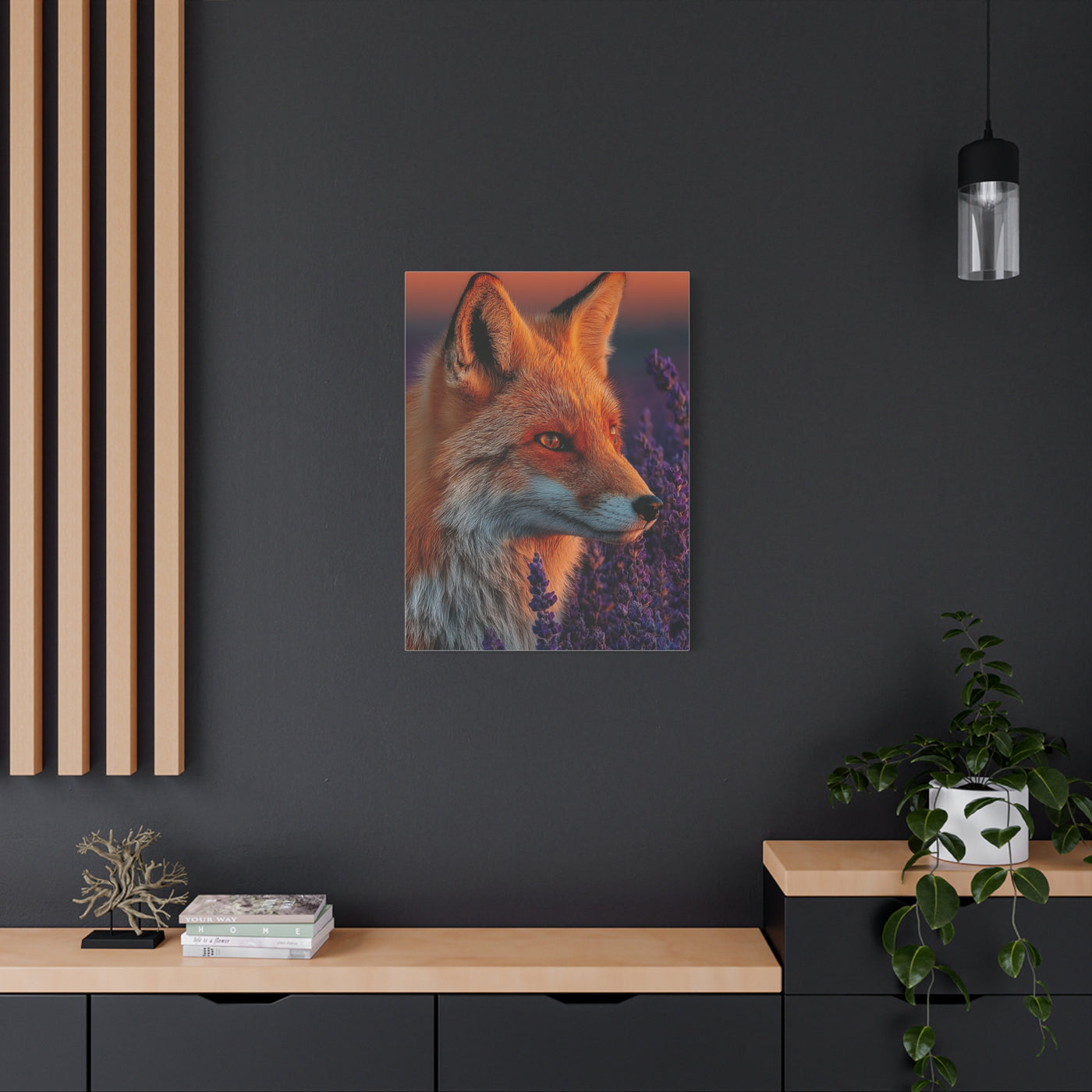 Lavender Field Fox Sunrise Wall Art & Canvas Print