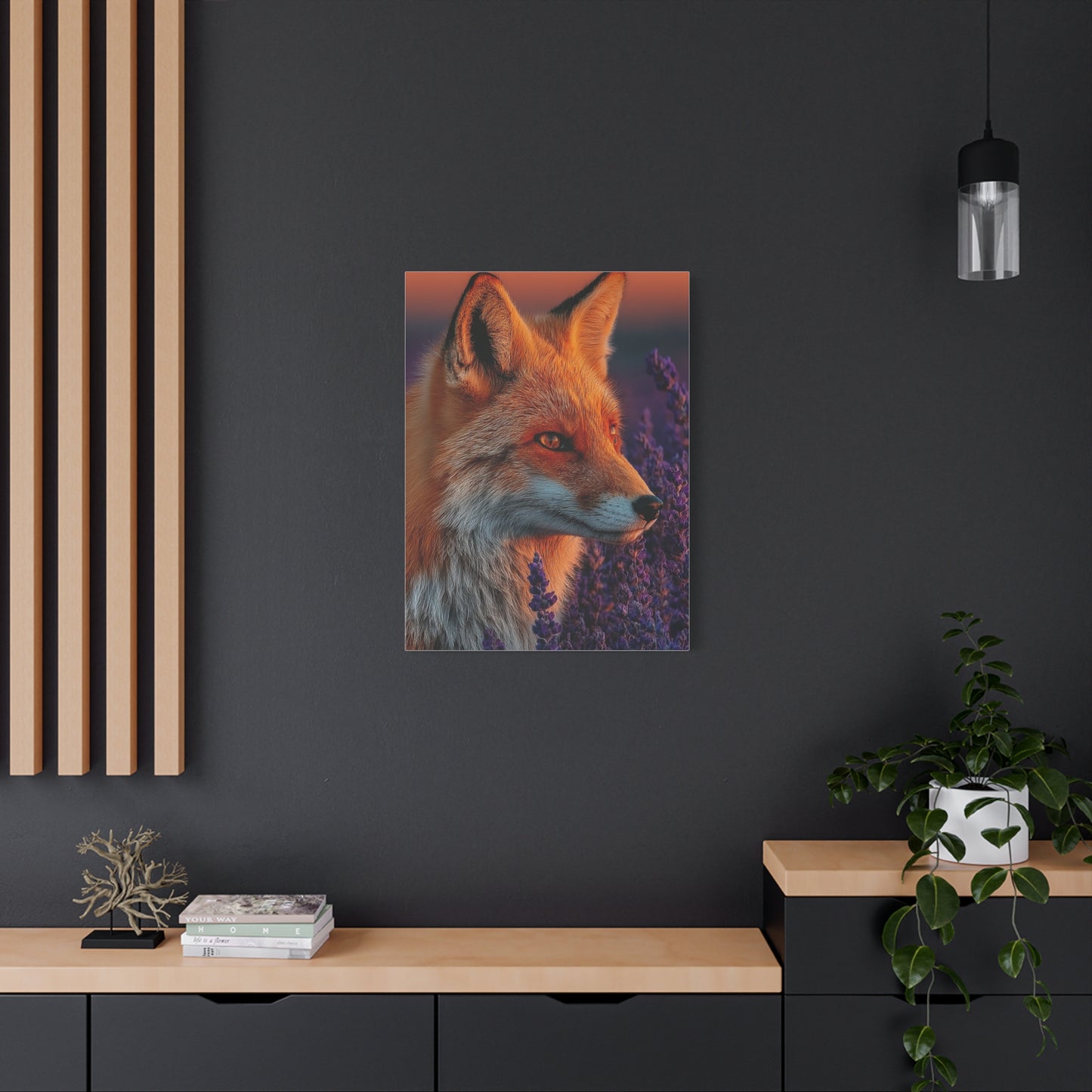 Lavender Field Fox Sunrise Wall Art & Canvas Print
