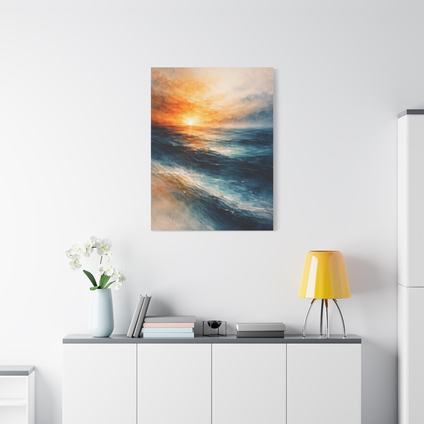 Ocean Sunrise Orange Horizon Wall Art & Canvas Print