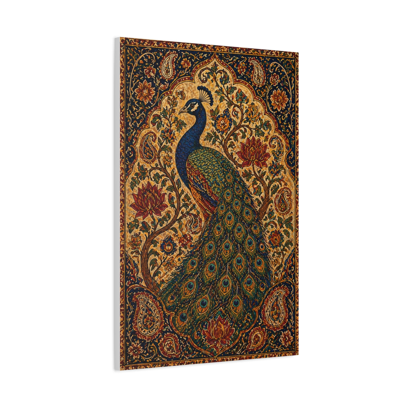 Ornamental Kalamkari Peacock Wall Art & Canvas Print
