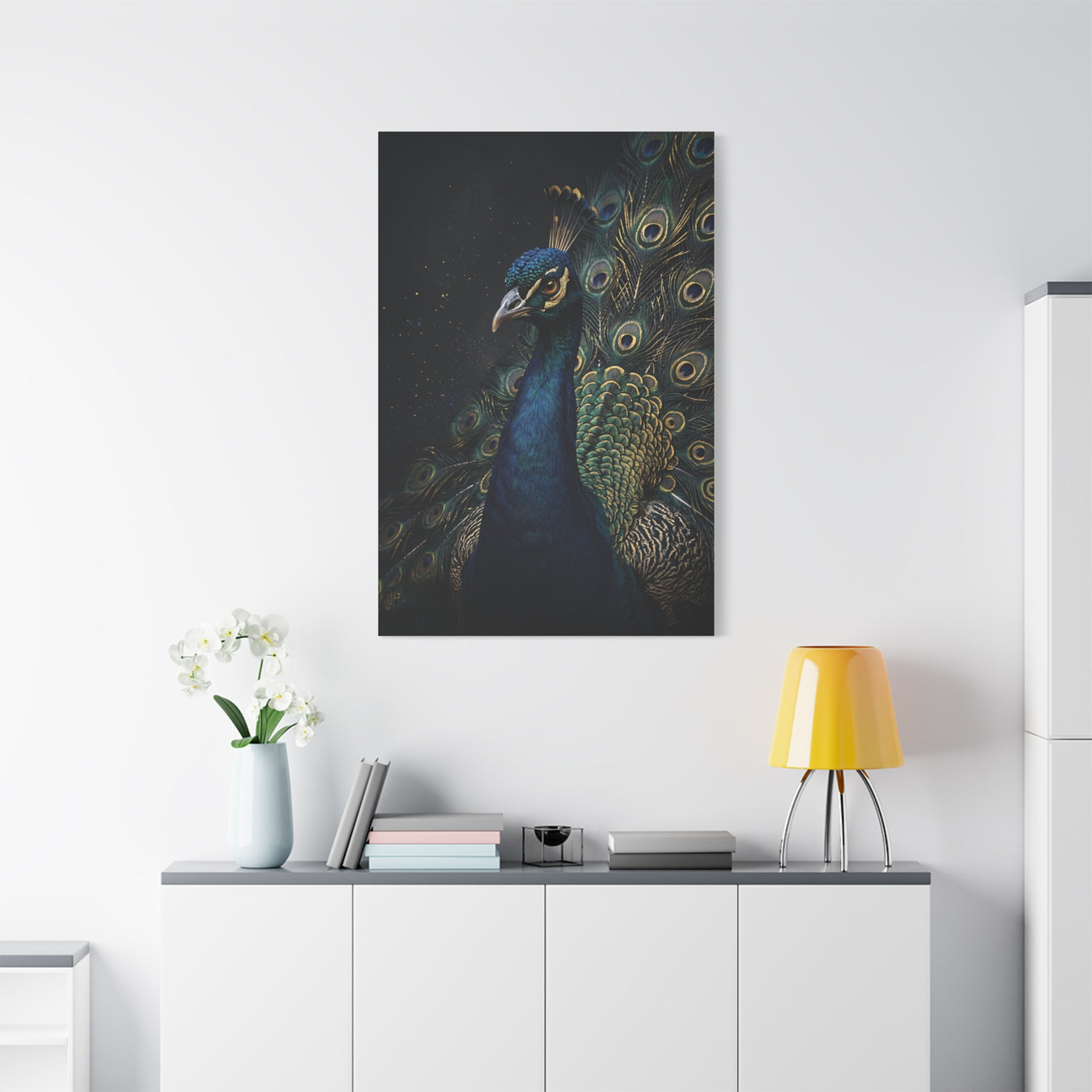 Dark Luxury Peacock Portrait Wall Art & Canvas Print