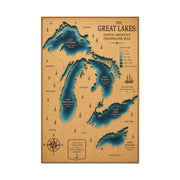 Great Lakes Bathymetric Chart Wall Art & Canvas Print