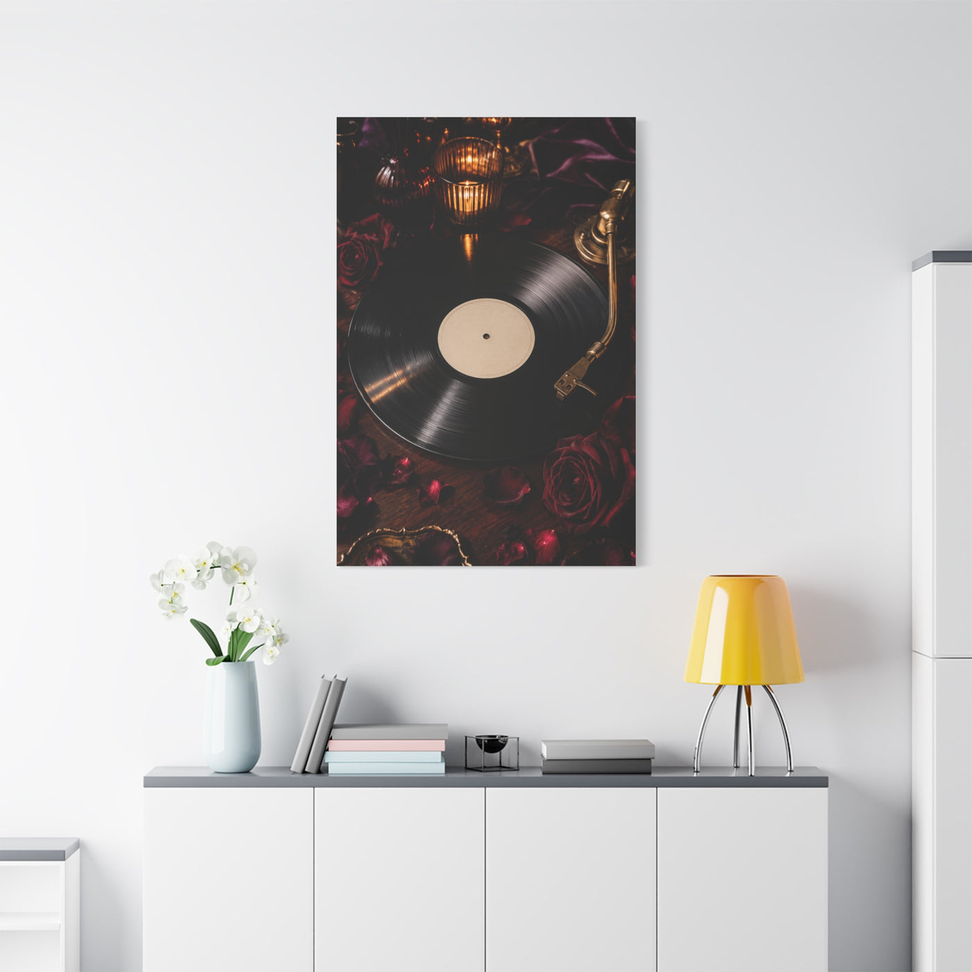 Vinyl Record Candlelit Romance Still Life Wall Art & Canvas Print