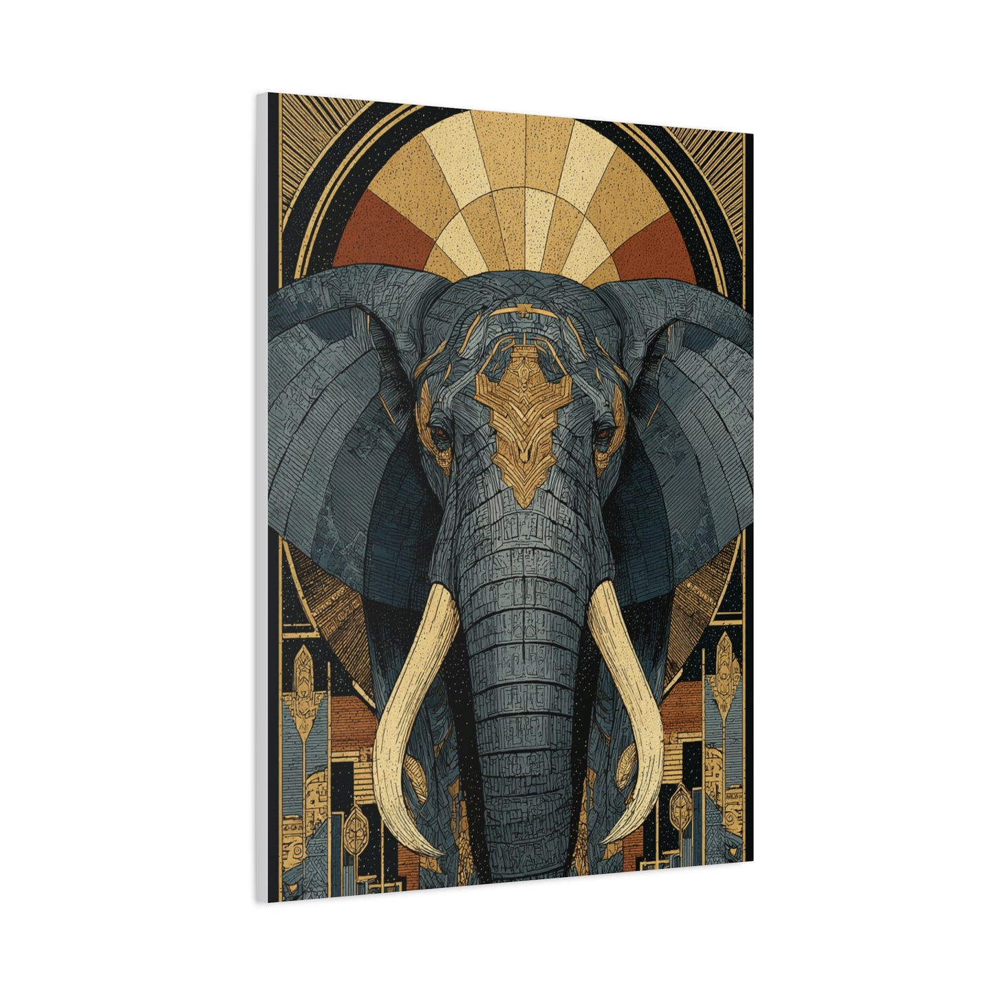 Art Deco Elephant Halo Portrait Wall Art & Canvas Print