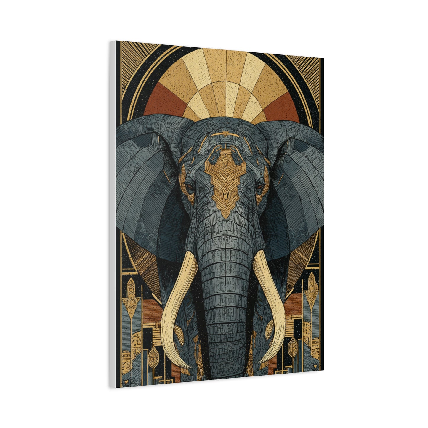 Art Deco Elephant Halo Portrait Wall Art & Canvas Print