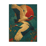 Golden Crane Celestial Flight Wall Art & Canvas Print