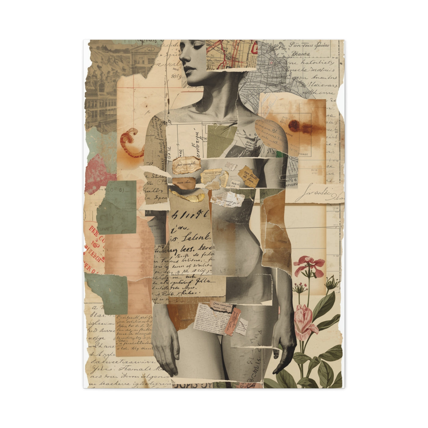 Mixed Media Nude Composition Wall Art & Canvas Print