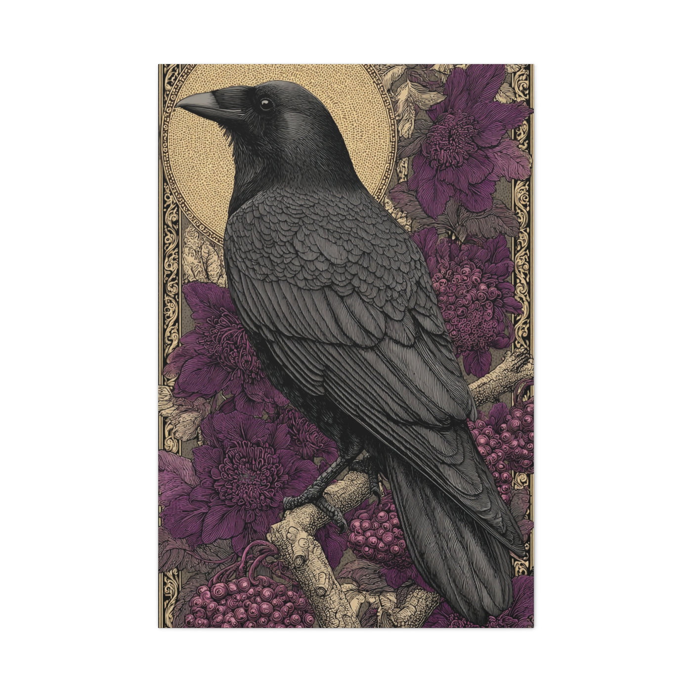 Dark Raven Moon Folk Wall Art & Canvas Print