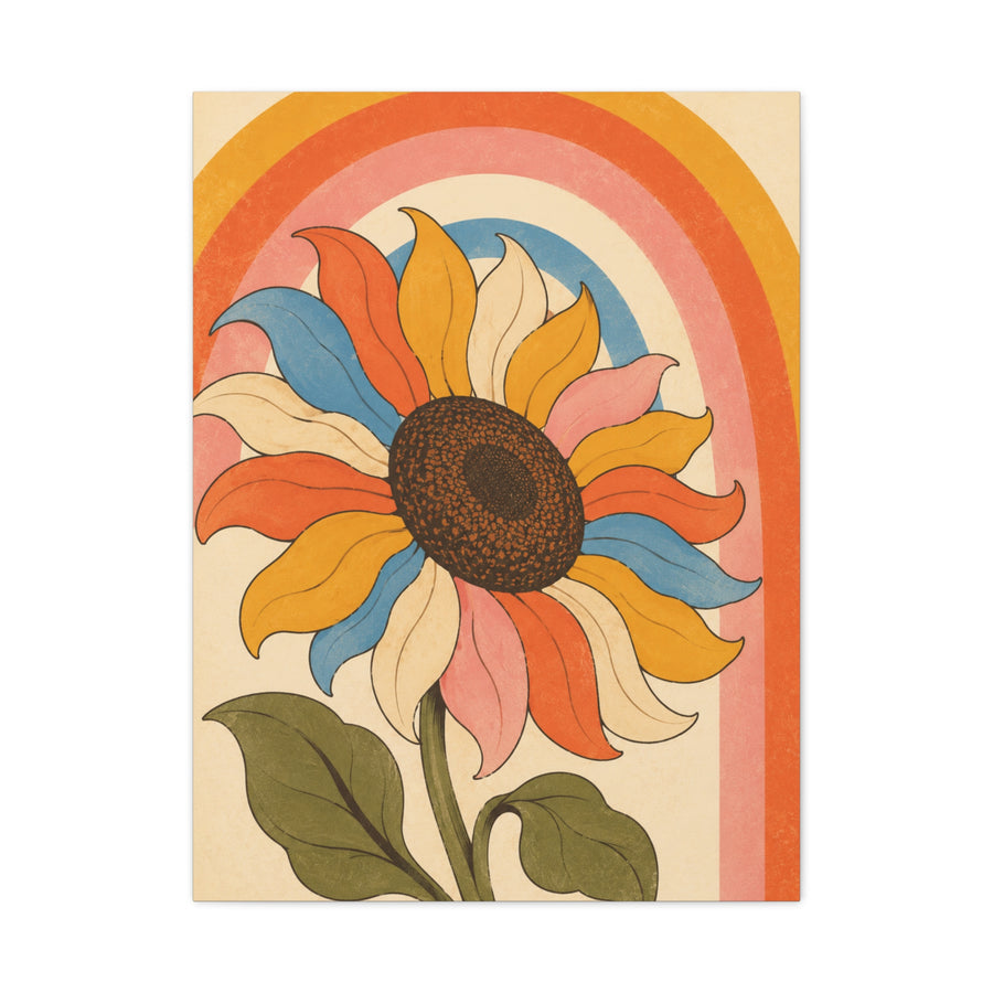 Retro Rainbow Sunflower Wall Art & Canvas Print
