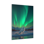 Arctic Fox Aurora Night Wall Art & Canvas Print