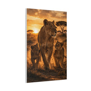 Lioness with Cubs Golden Path Wall Art & Canvas Print
