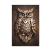Rustic Metal Owl Sculpture Wall Art & Canvas Print