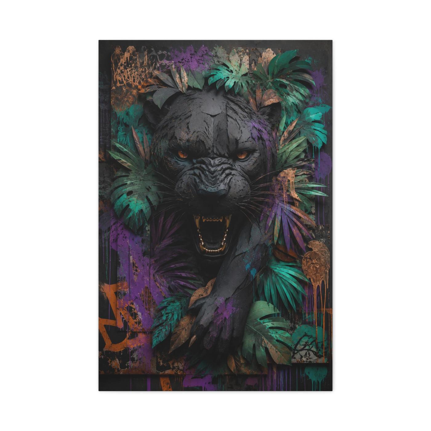 Wild Panther Graffiti Fusion Street Wall Art & Canvas Print