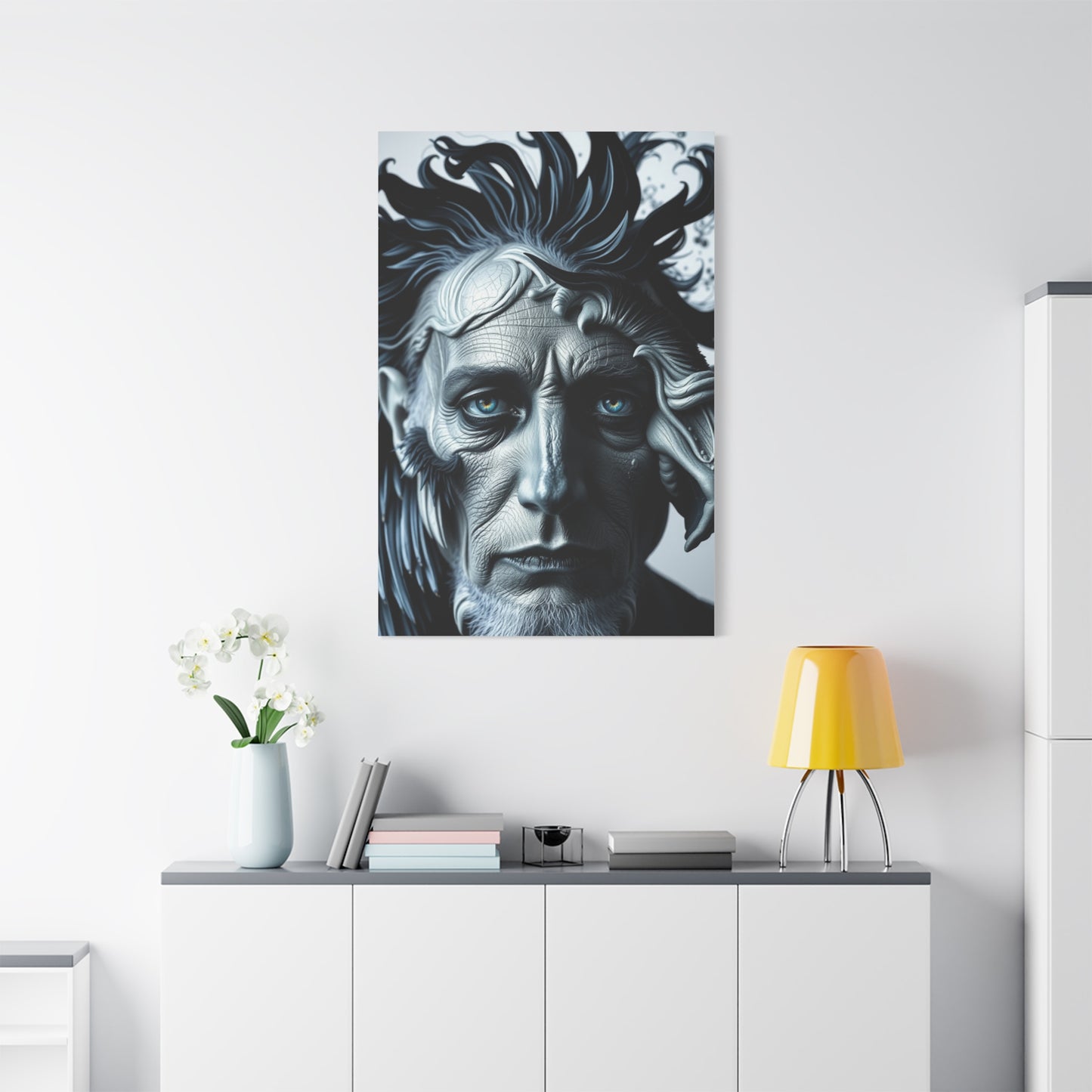 Masterpiece Black, White & Blue Art Vision Wall Art & Canvas Print