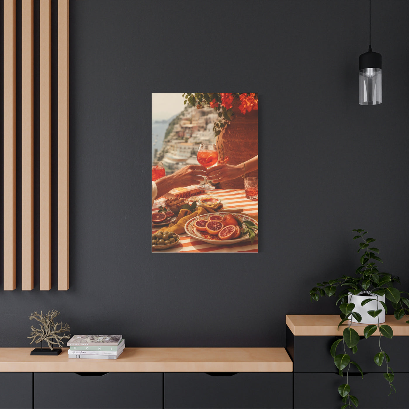 Mediterranean Aperitivo Romance Scene Wall Art & Canvas Print