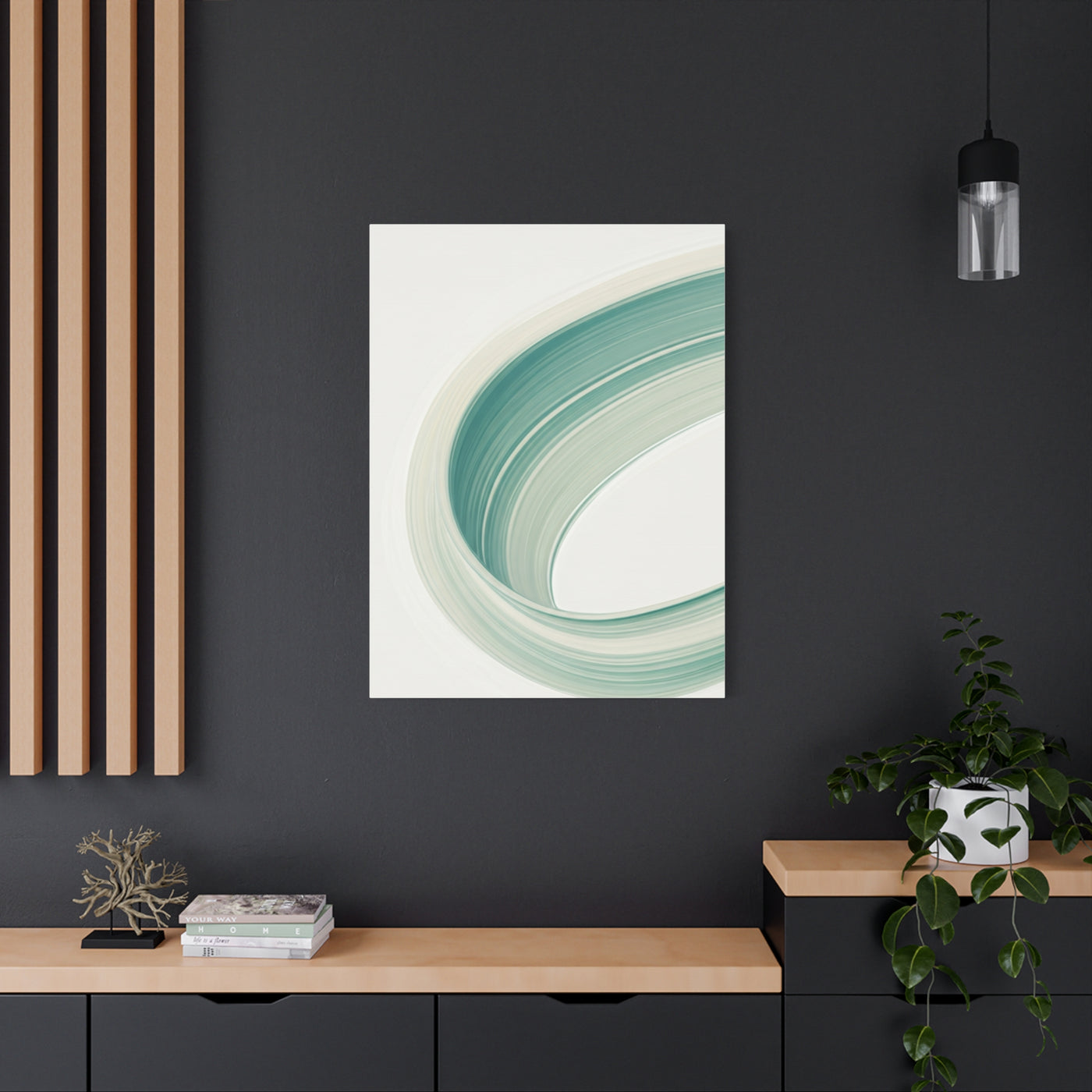 Teal Curve Minimal Abstract Wall Art & Canvas Prints