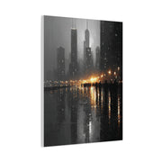 Rainy City Reflection Abstract Wall Art & Canvas Print