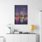 Shanghai Skyline Night Reflections Wall Art & Canvas Print