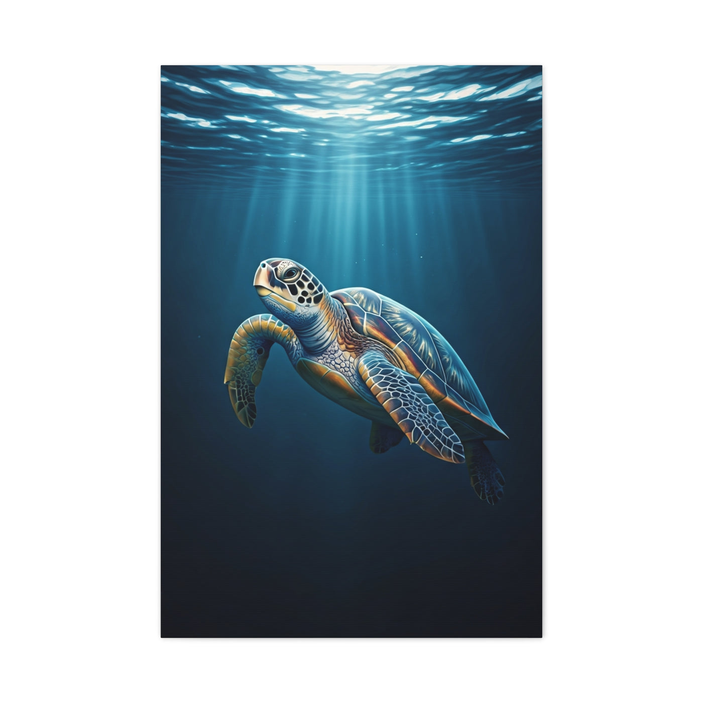 Sea Turtle Beneath Ocean Light Wall Art & Canvas Prints